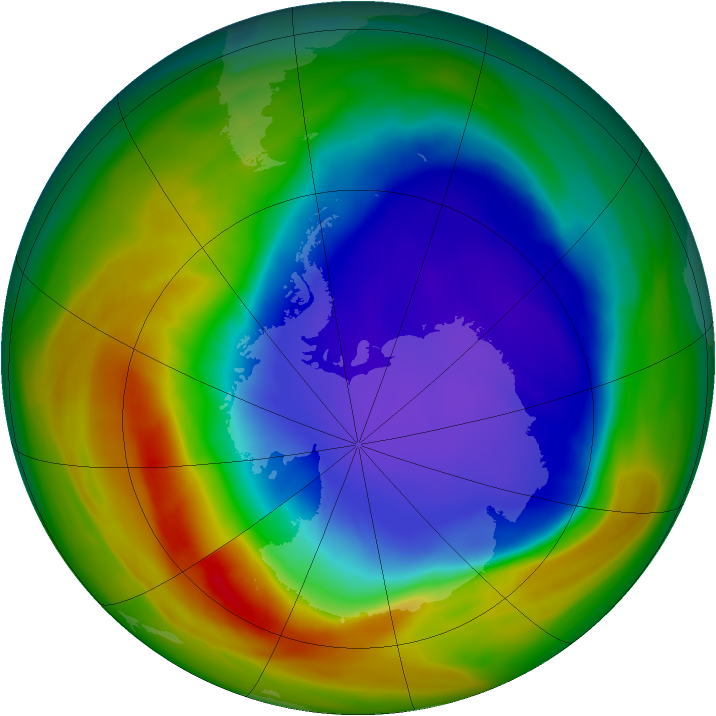 Antarctic ozone map for 15 October 2005
